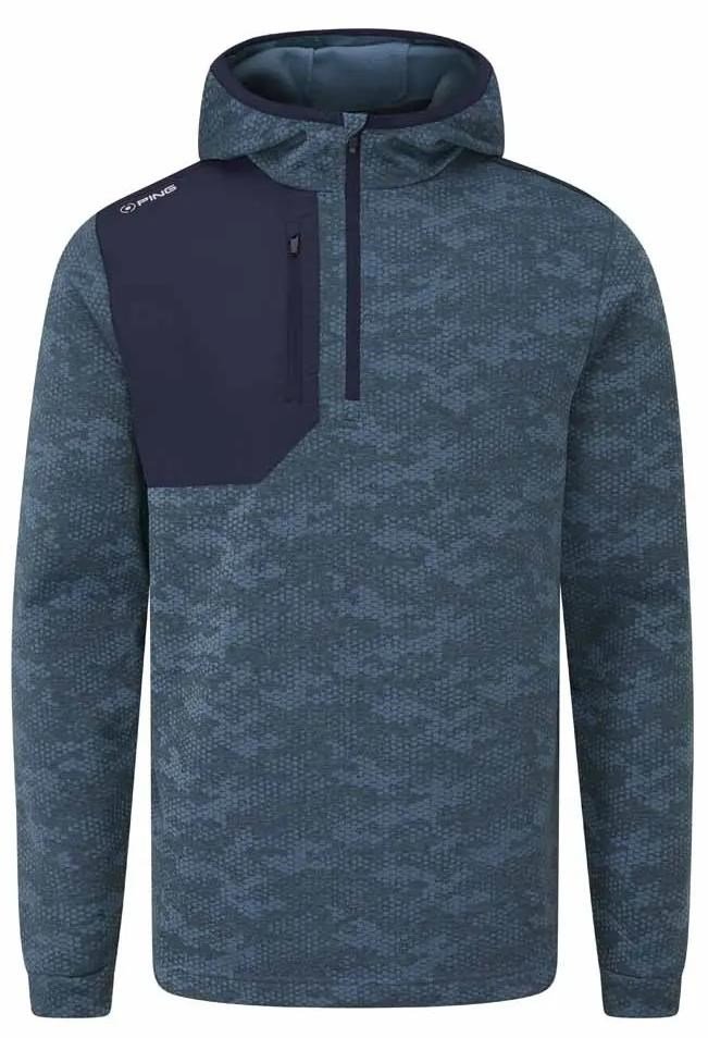 PING Nexa Hooded half zip fleece herr sweatshirt, blue fusion/navy