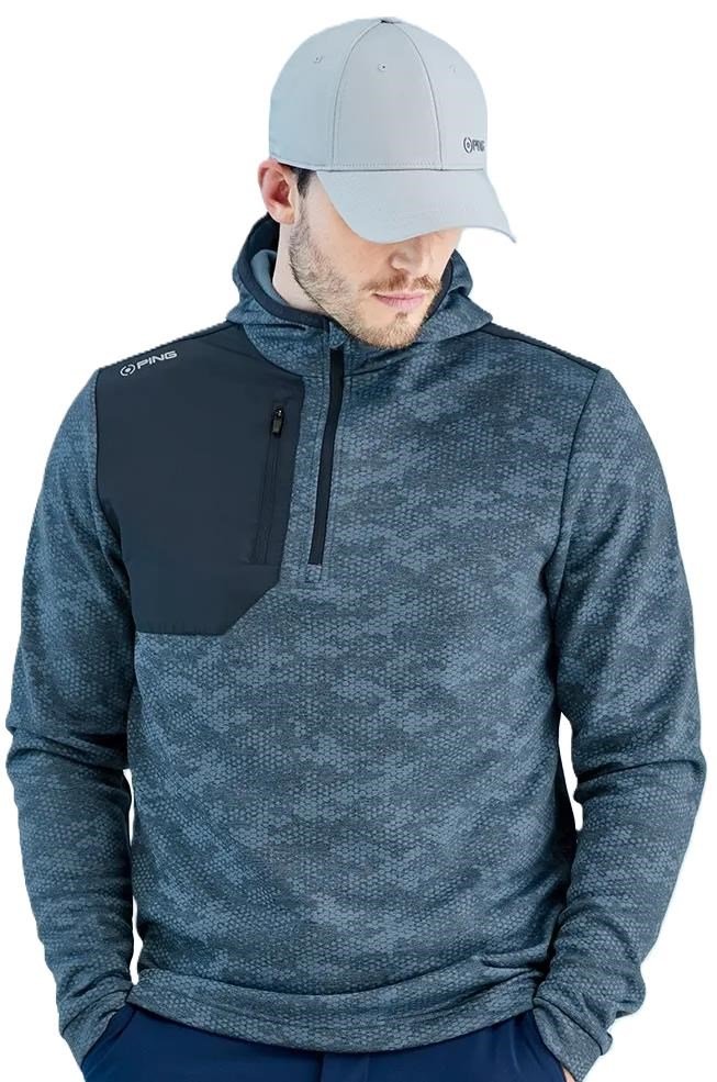 PING Nexa Hooded half zip fleece herr sweatshirt, blue fusion/navy