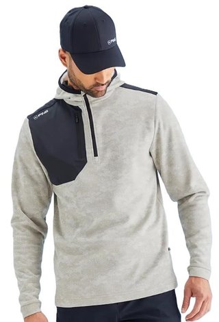 PING Nexa Hooded half zip fleece herr sweatshirt, willow/black