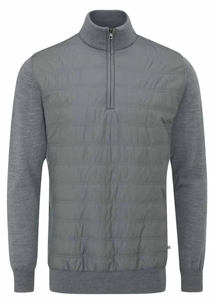PING Connell Hybrid quarter-zip herr tröja, french grey marl