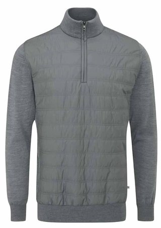 PING Connell Hybrid quarter-zip herr tröja, french grey marl
