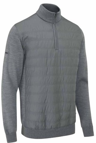 PING Connell Hybrid quarter-zip herr tröja, french grey marl