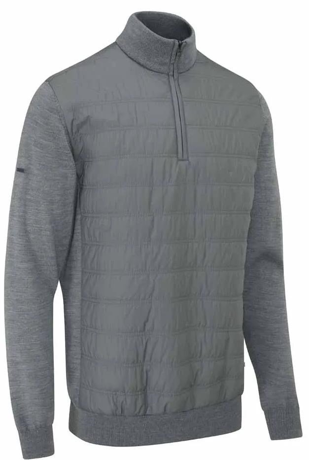 PING Connell Hybrid quarter-zip herr tröja, french grey marl