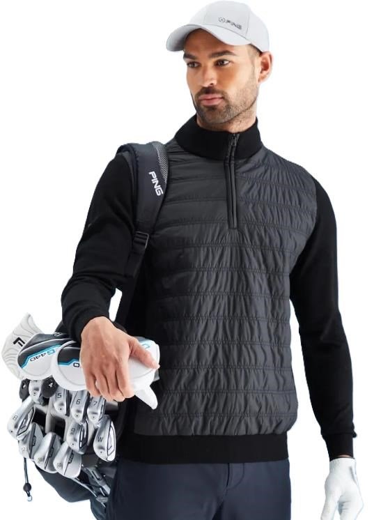 PING Connell Hybrid quarter-zip herr tröja, svart