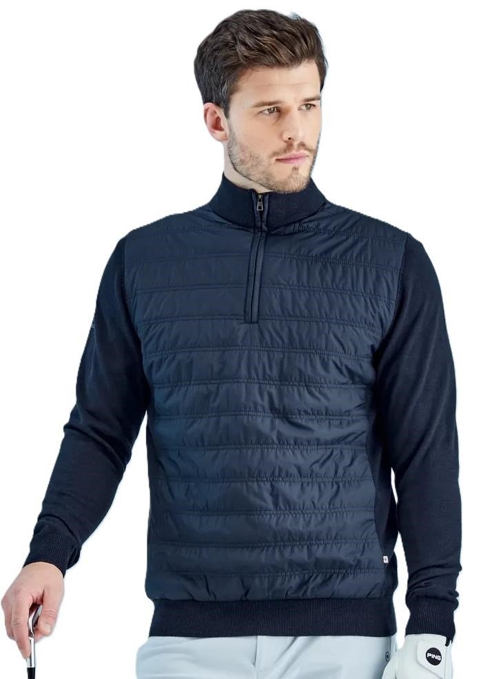 PING Connell Hybrid quarter-zip herr tröja, navy