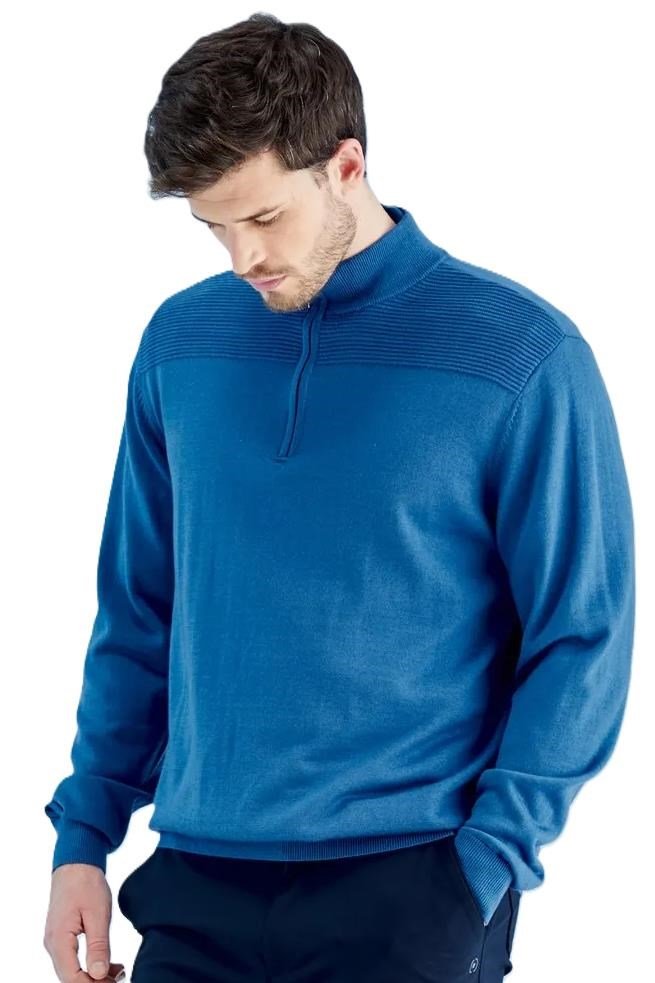 PING Dorset Quarter zip herr tröja, tidal blue