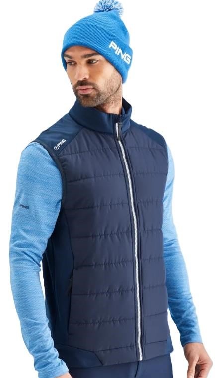 PING Aiden Hybrid fleece herr väst, marinblå