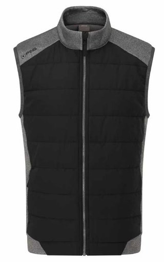 PING Aiden Hybrid Fleece herr väst, asphalt marl/svart