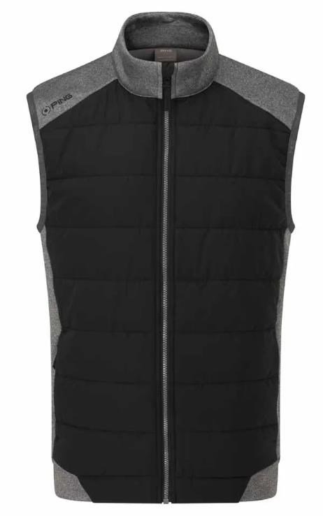 PING Aiden Hybrid Fleece herr väst, asphalt marl/svart