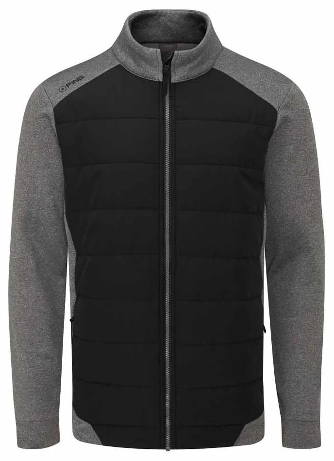 PING Aiden Hybrid fleece herr jacka, asphalt marl/svart