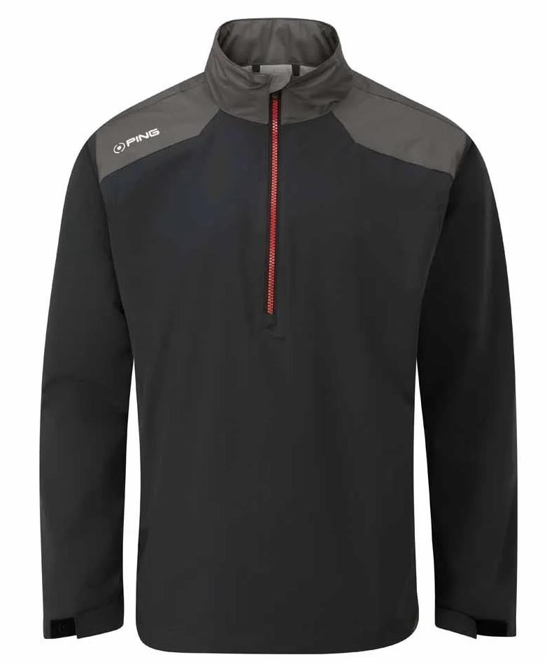 PING AquaDrive Half-Zip herr regnjacka, svart/asfalt