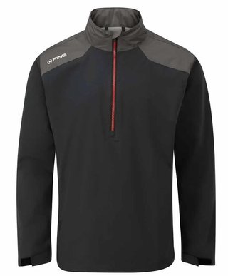 PING AquaDrive Half-Zip herr regnjacka, svart/asfalt