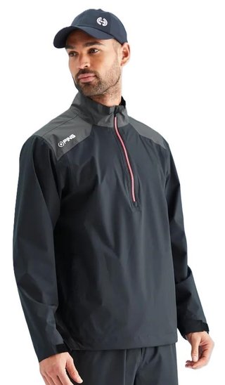 PING AquaDrive Half-Zip herr regnjacka, svart/asfalt