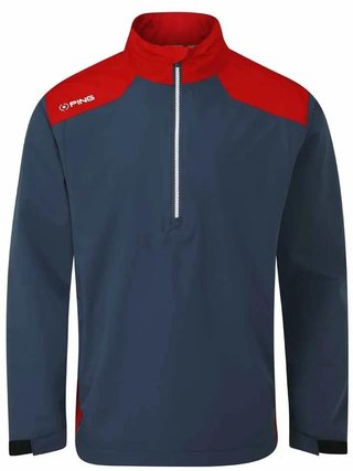 PING AquaDrive Half-Zip herr regnjacka, oxford blue/classic red