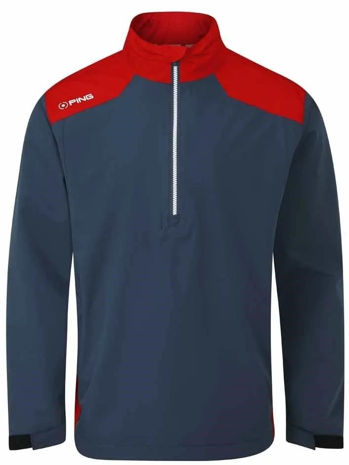 PING AquaDrive Half-Zip herr regnjacka, oxford blue/classic red