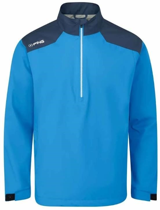 PING AquaDrive Half-Zip herr vattentät jacka, brilliant blue/oxford blue