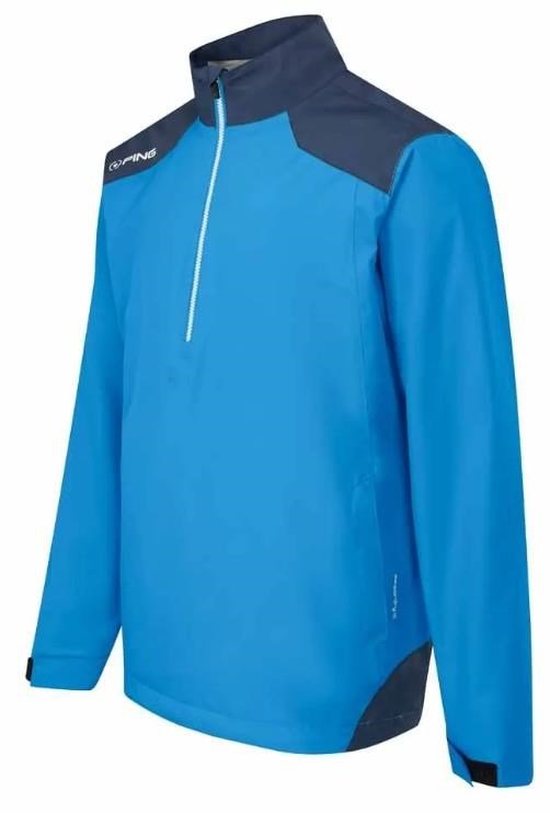PING AquaDrive Half-Zip herr vattentät jacka, brilliant blue/oxford blue