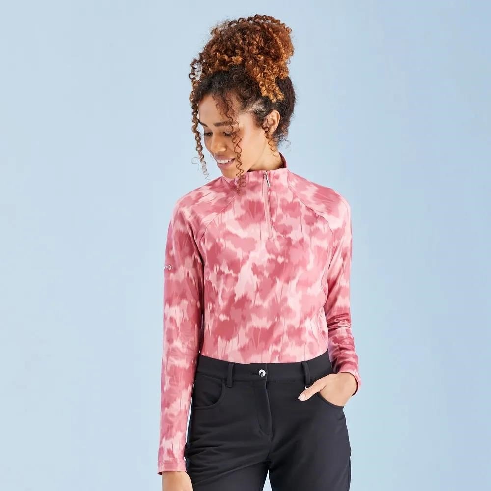 PING Jasmine Printed Long Sleeve dam top, rose multi