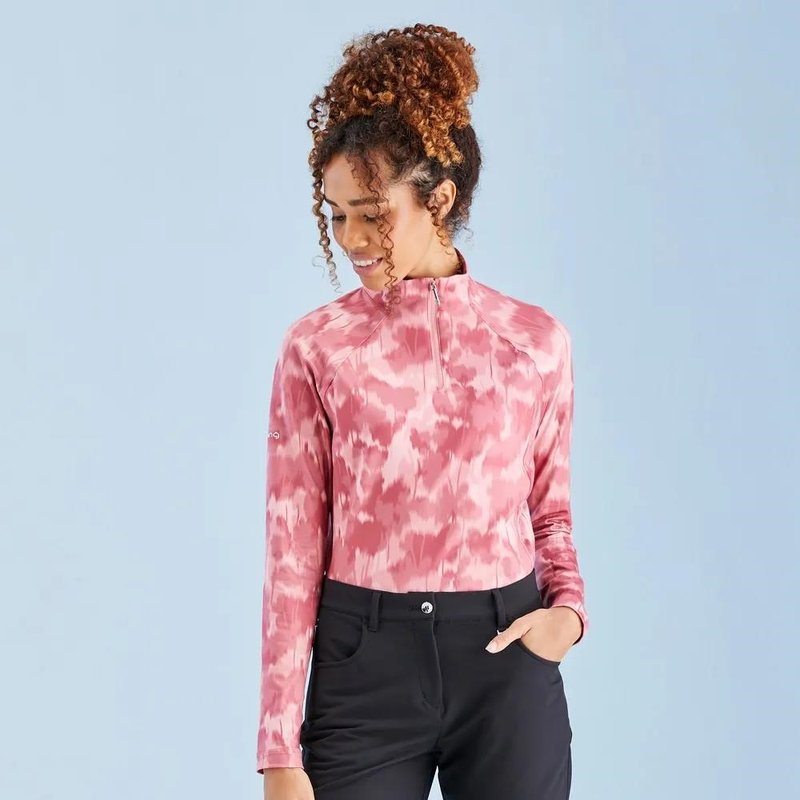 PING Jasmine Printed Long Sleeve dam top, rose multi