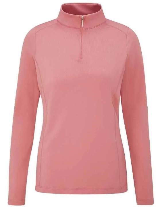 PING Aveline Half Zip damskjorta med långa ärmar, dämpad rosa