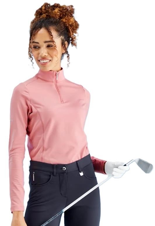 PING Aveline Half Zip damskjorta med långa ärmar, dämpad rosa