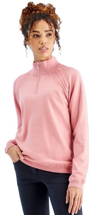 PING Melodie Half-zip lined dam sweater, dämpad rosa