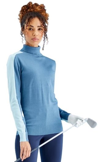 PING Lockett Roll neck dam tröja, blue fusion/crystal blue