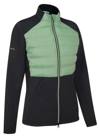 PING Clare Zoned Fleece damjacka, black/eucalyptus multi