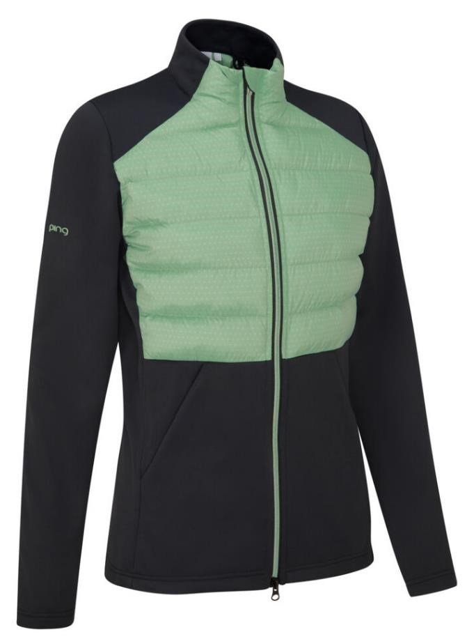 PING Clare Zoned Fleece damjacka, black/eucalyptus multi