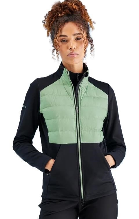 PING Clare Zoned Fleece damjacka, black/eucalyptus multi