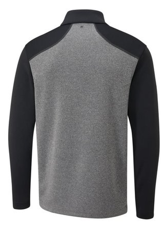PING Ramsey half zip ribbed fleece herr pullover, svart melerad/svart