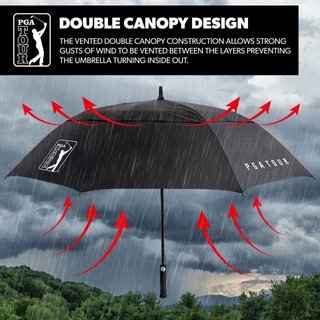 PGA Tour Windproof Double Canopy paraply 62", svart