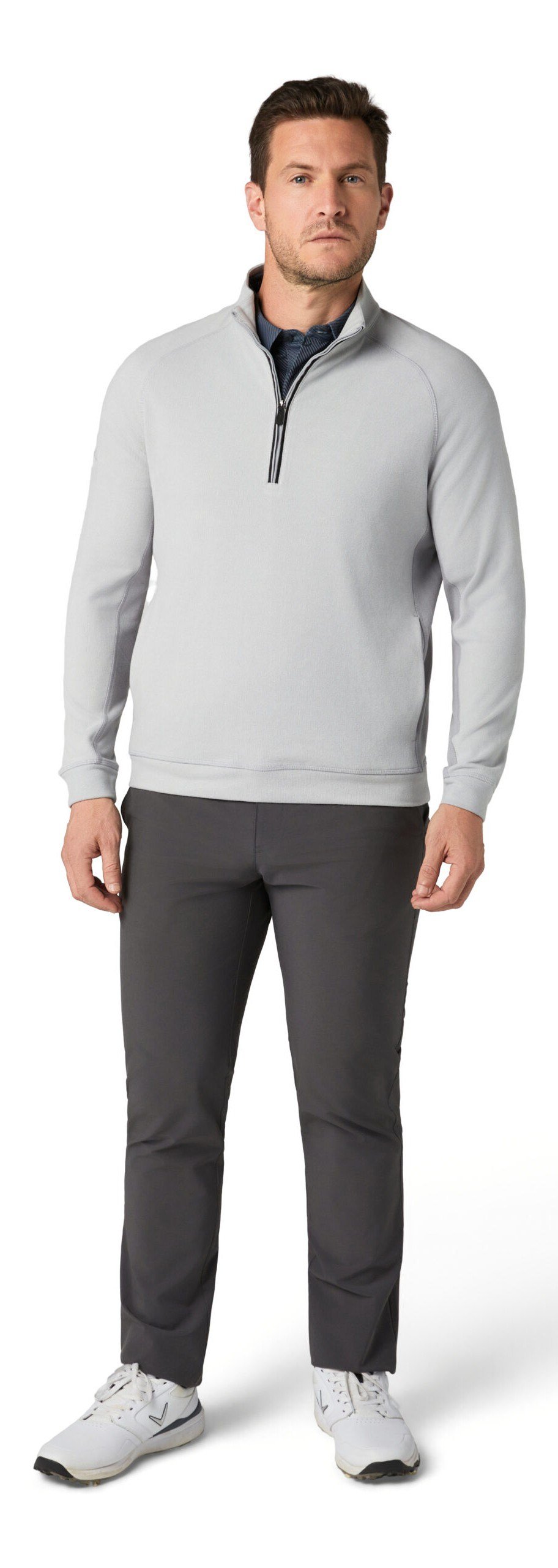 Callaway Brushed Rib 1/4 Zip herr sweatshirt, concrete