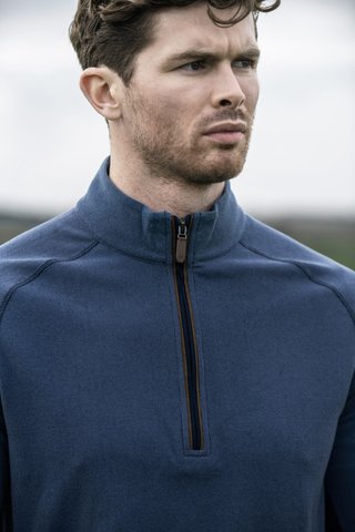 Callaway Brushed Rib 1/4 Zip herr sweatshirt, peacoat heather
