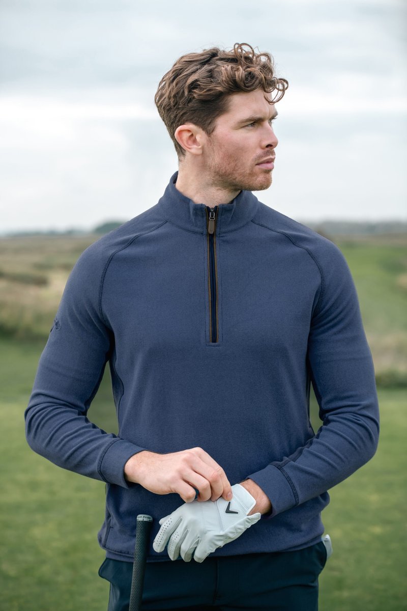 Callaway Brushed Rib 1/4 Zip herr sweatshirt, peacoat heather