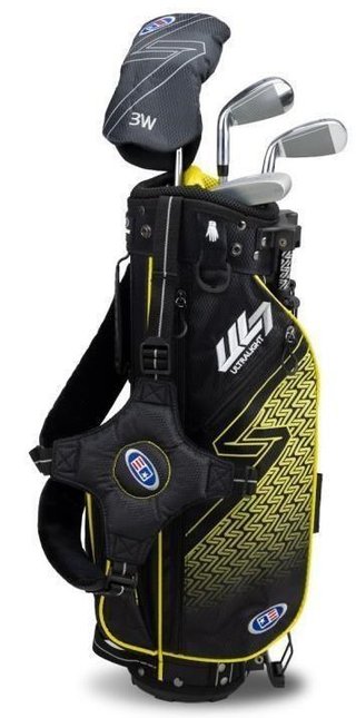 U.S. Kids Golf UL7-42 (107cm) W25 junior golfset, 4 klubbor + ståndbag, svart/gul