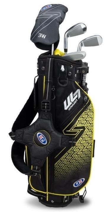 U.S. Kids Golf UL7-42 (107cm) W25 junior golfset, 4 klubbor + ståndbag, svart/gul