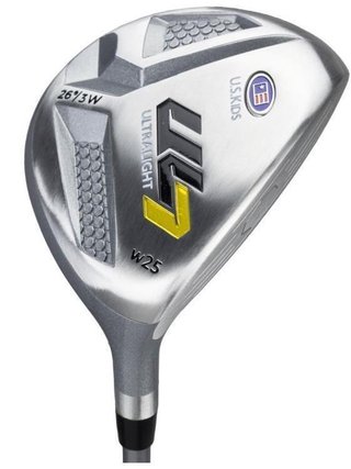 U.S. Kids Golf UL7-42 (107cm) W25 junior golfset, 4 klubbor + ståndbag, svart/gul