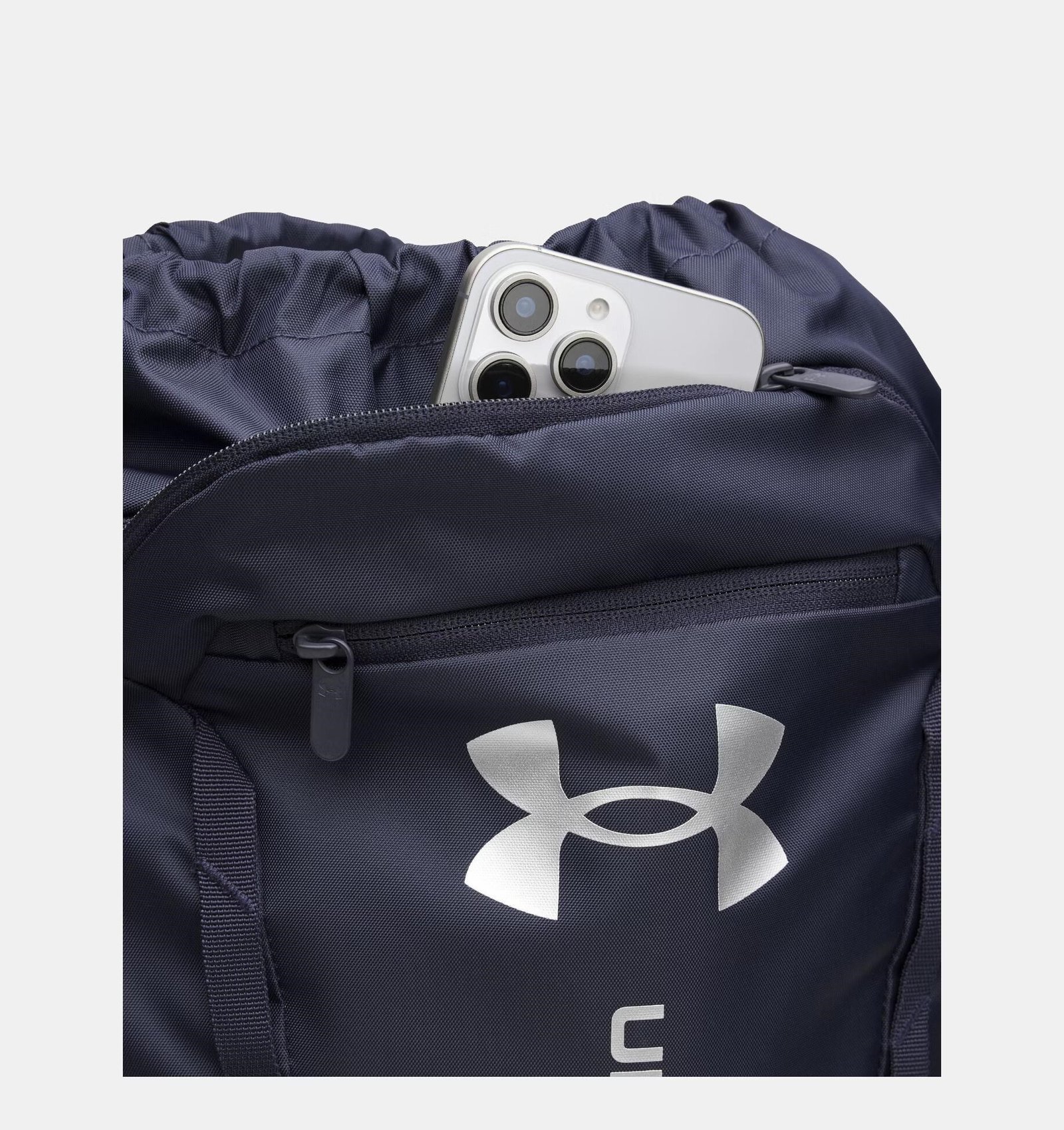 Under Armour Hustle Sackpack bag, midnight navy/metallic silver