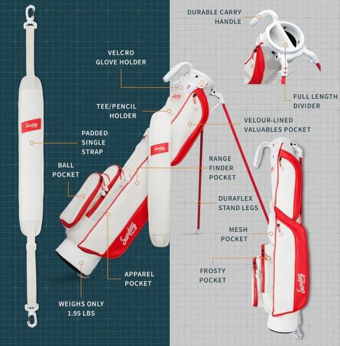 Sunday Golf Loma pencil bag, röd/off white