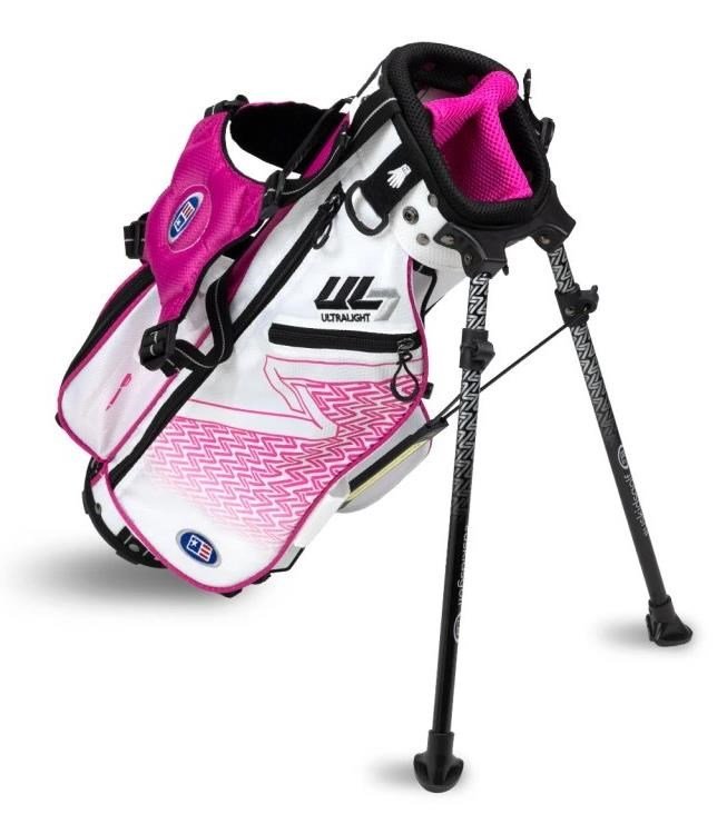 U.S. Kids Golf UL7-42 (107cm) 4-Club junior golfset, grafit, + ställväska, vit/rosa