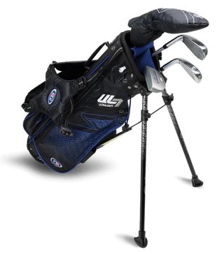 U.S. Kids Golf UL7-45 (114cm) junior golfset, grafit, stand bag, svart/blå