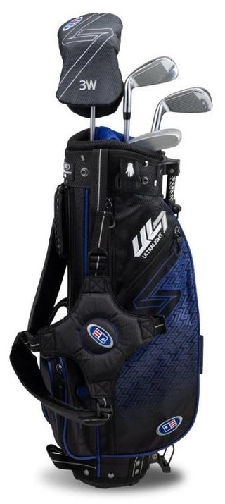 U.S. Kids Golf UL7-45 (114cm) junior golfset, grafit, stand bag, svart/blå