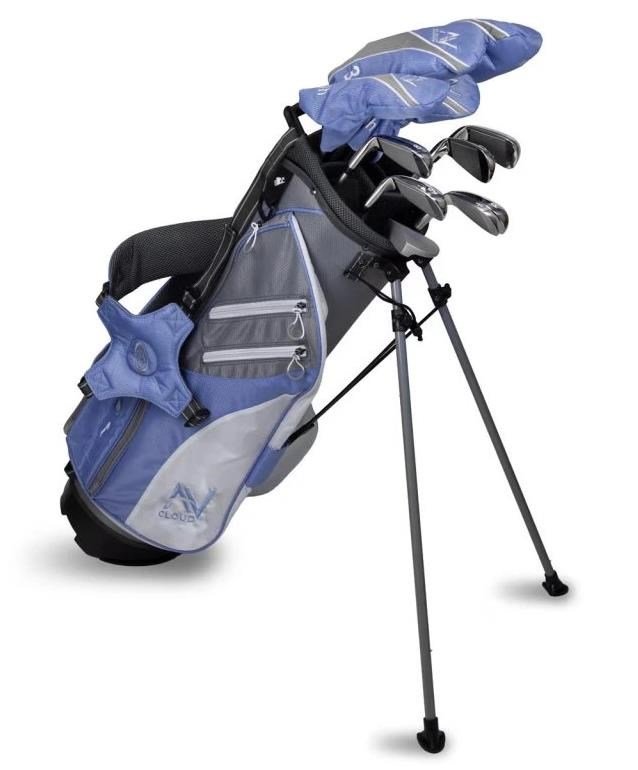 U.S. Kids Golf AV Cloud-60 (152cm) 11-Club junior golfset, grafit, + stand bag, grå/vit/blå