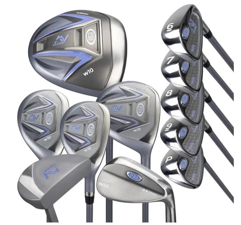U.S. Kids Golf AV Cloud-60 (152cm) 11-Club junior golfset, grafit, + stand bag, grå/vit/blå