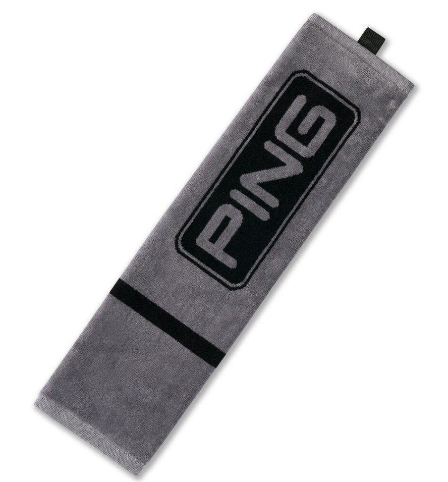 PING Trifold golfhandduk, svart/grå
