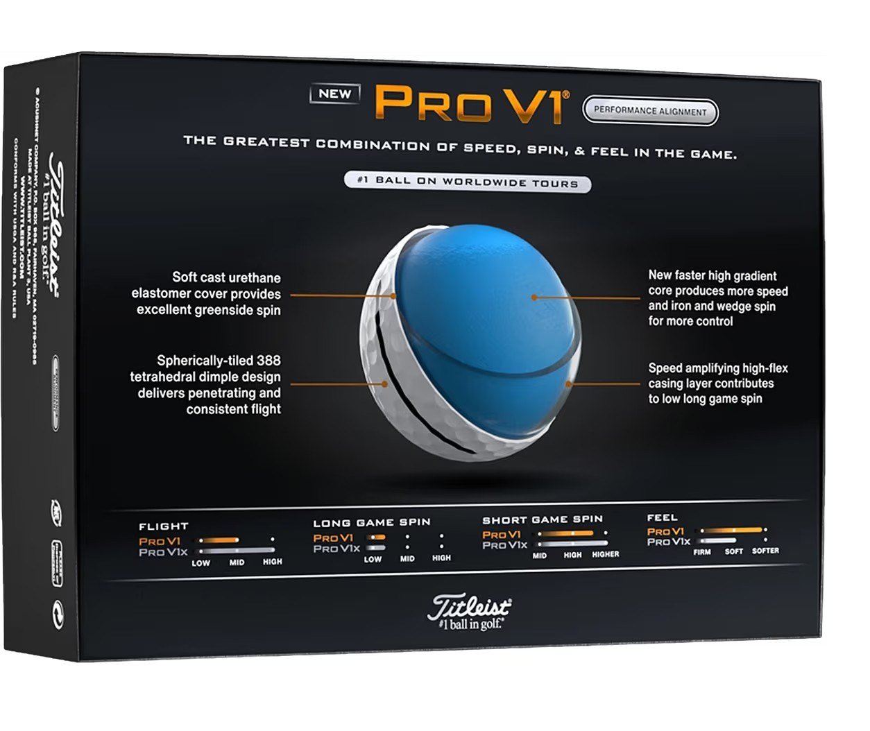 Titleist Pro V1 golfbollar 2025 (12 bollar), Performance Alignment BLACK