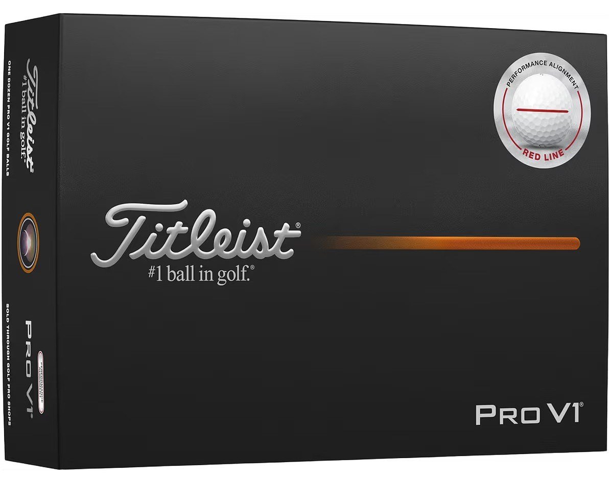 Titleist Pro V1 golfbollar 2025 (12 bollar), Performance Alignment RED