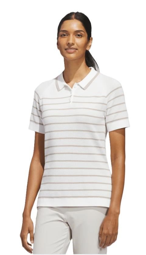 Adidas Ultimate365+ Stripe Knit dam polo, vit