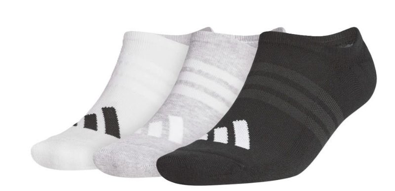 Adidas Performance No Show herrsockor (3 par), vit/grå/svart